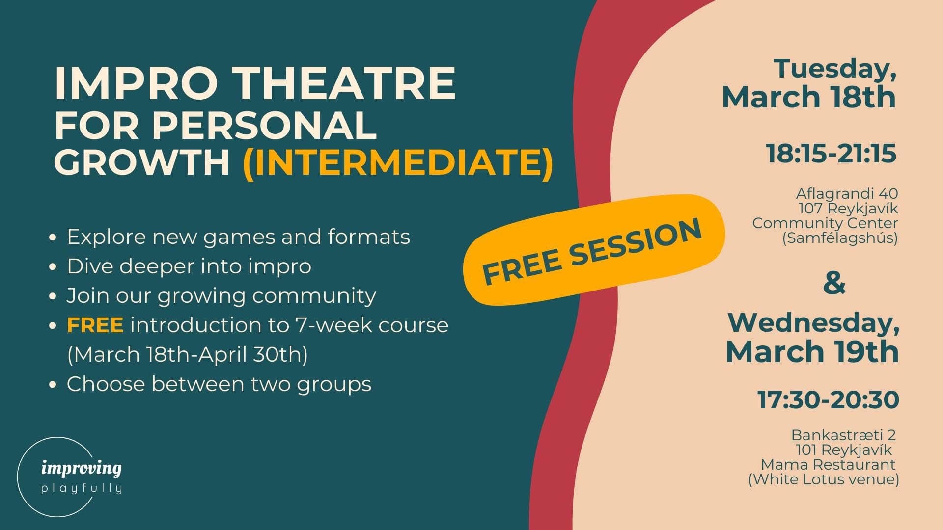 FREE Improve theater workshop in English - Intermediate